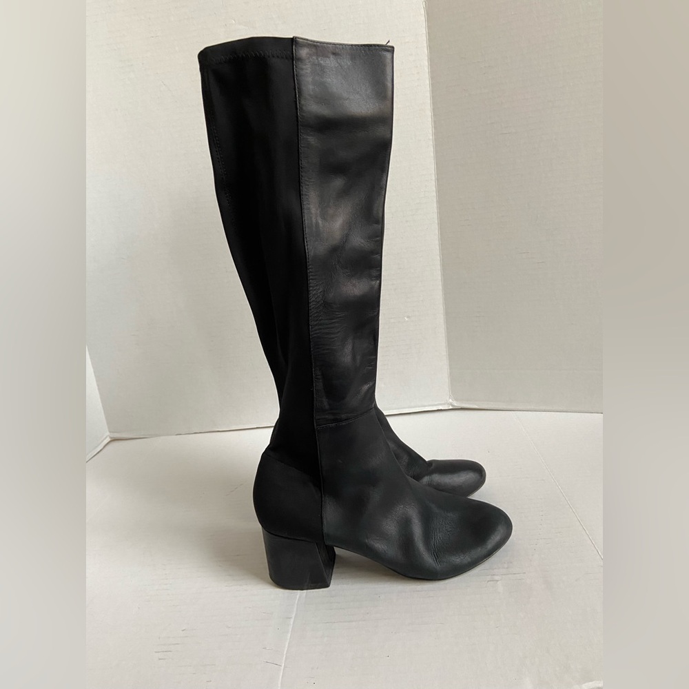 Michael Kors Boots Womens Leather Riding Black Tall Sz 10M Knee High Stretchy